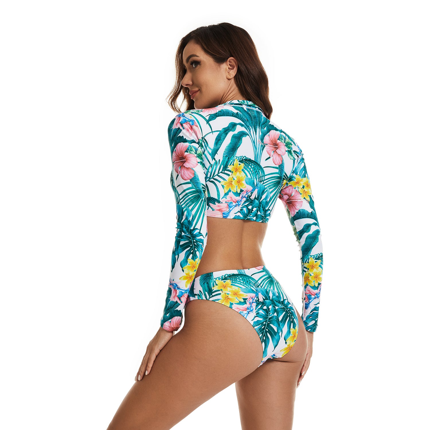 Womens Rash Guard Swimsuit Long Sleeve Bathing Suit Two Piece Crop Top –  SiySiy