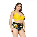 Women's Plus Size printing High Waist Bikini Swimsuit